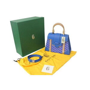 Goyard Saigon shoulder bag handbag Goyardine canvas blue wood